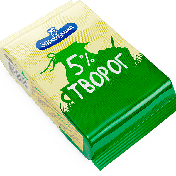 Творог жир. 5% вес 200г пачка Здравушка-Милк