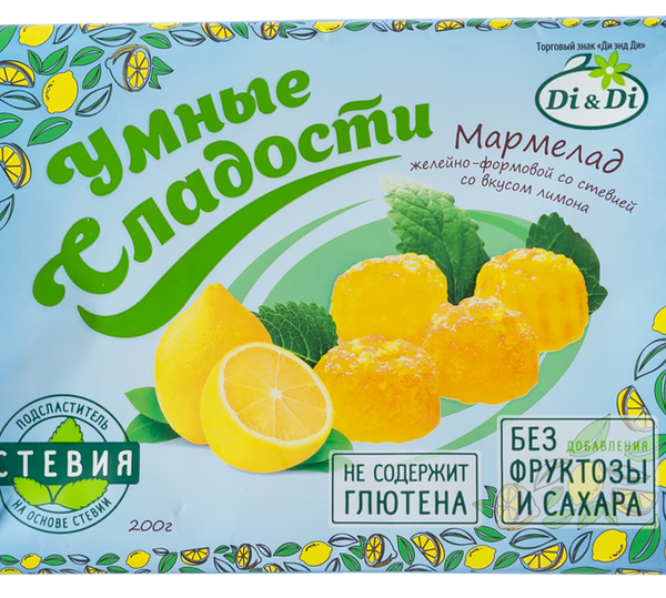Мармелад безглютеновый Di&Di Умные сладости со вкусом лимона, без сахара