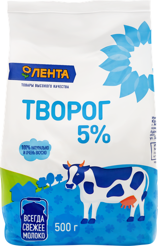 

Творог рассыпчатый Лента 5%, без змж 500 г