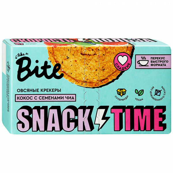 Крекеры овсяные Take a Bite Кокос с семенами чиа сладкие