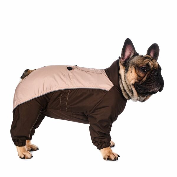 Комбинезон теплый для собак мелких пород Мопс 30x43x60см L кофейный (девочка)