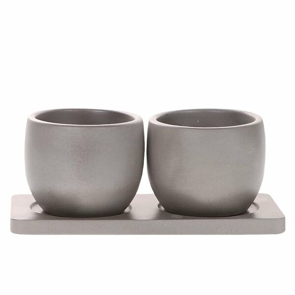 Набор горшков для цветов VIPSET Лотос, 10 см, 0,3 л, серый