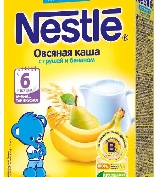 Каша детская Nestle молочная овсяная с бананом и грушей, с 6 месяцев
