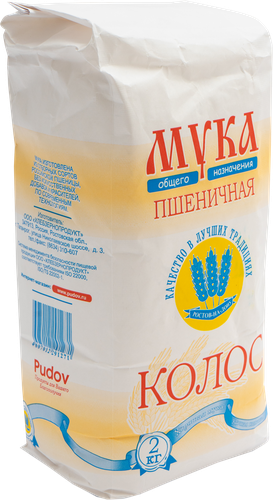 

Мука пшеничная КОЛОС общего назначения М 75-23, 2кг