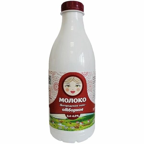Молоко Богородское Село питьевое пастеризованное 3.4-4%, 900мл