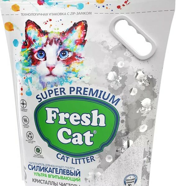 Наполнитель силикагелевый для кошачьего туалета Fresh Cat Кристаллы чистоты без аромата 5л