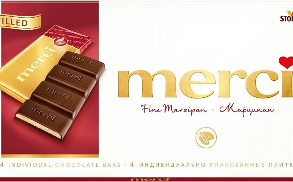 Шоколад темный Merci марципан 112 г