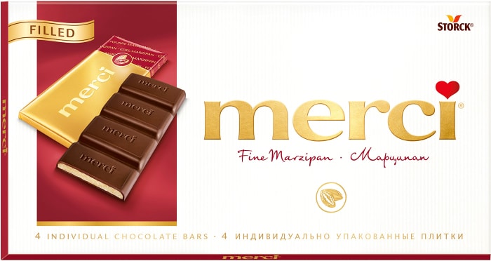 

Шоколад темный Merci марципан 112 г