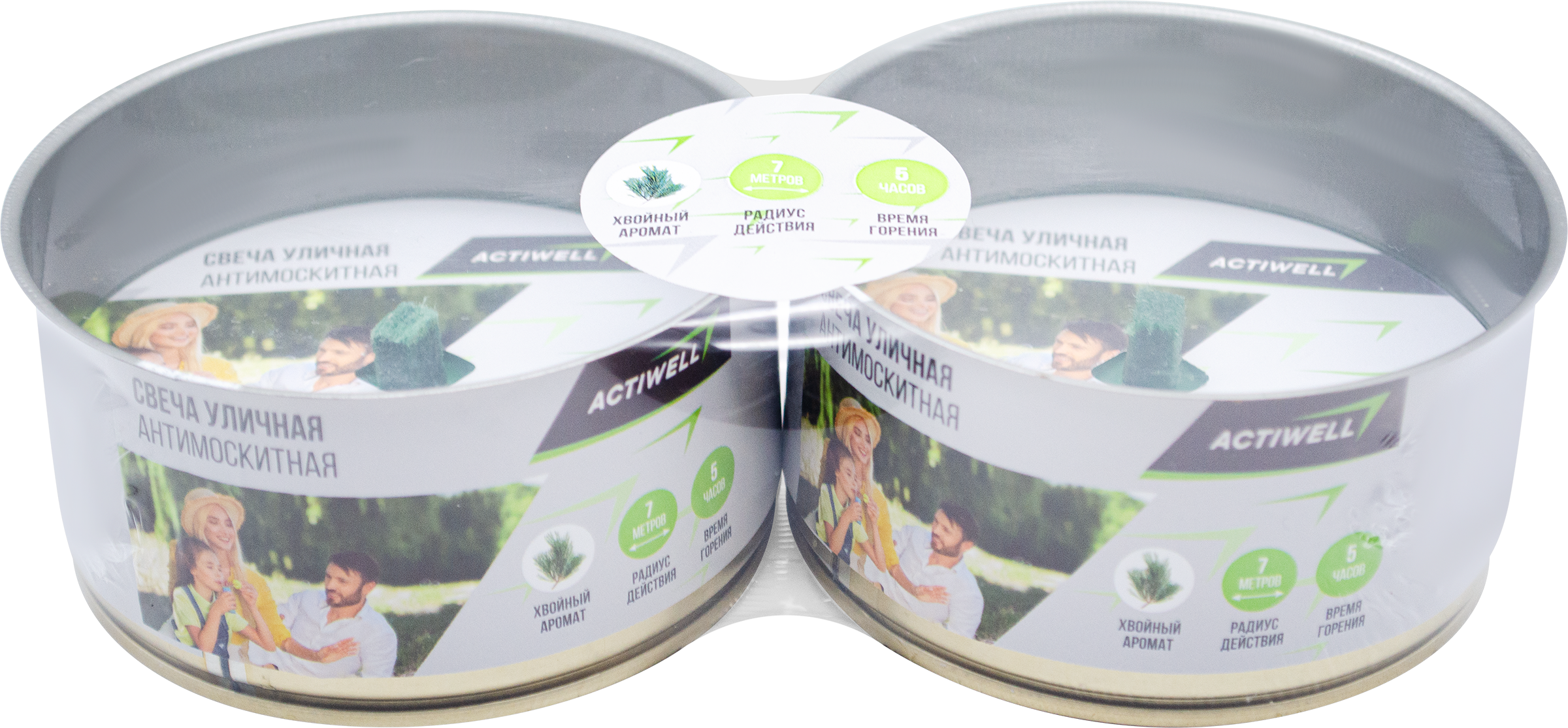

Свеча антимоскитная уличная ACTIWELL с хвойным ароматом 20х10х4,5см, 2х120г