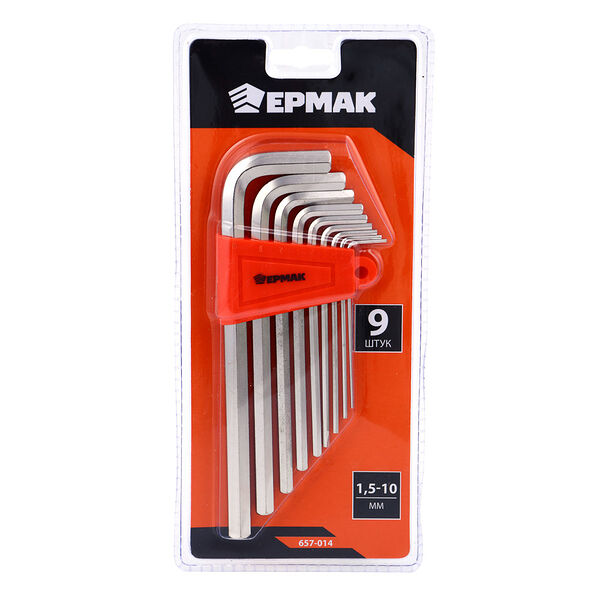 Ермак набор ключей - шестигранников 1,5-10мм, удл.,9шт. (014)