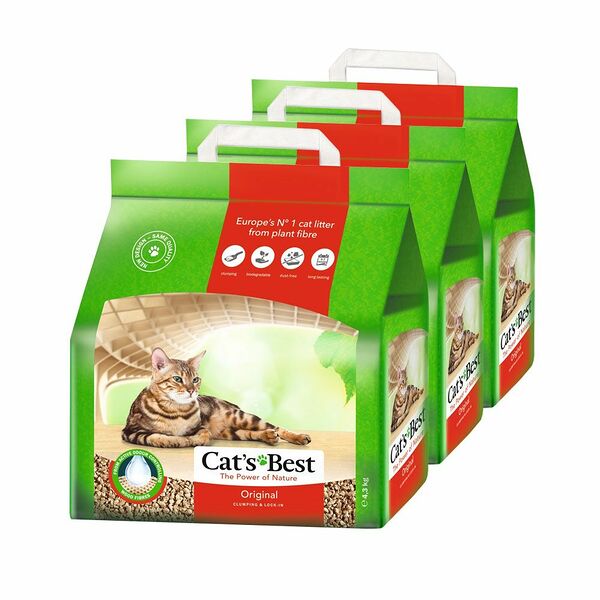 Наполнитель для кошачьего туалета Cat's Best Original древесный комкующийся 10л (упаковка - 3 шт)