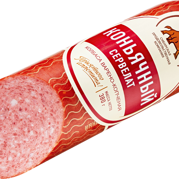 Колбаса копчено-вареная СПК Сервелат Коньячный, 380г