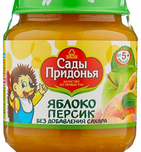 Пюре Сады Придонья Яблоко-персик, с 5 месяцев