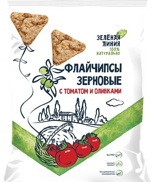 Флайчипсы Зеленая линия зерновые с томатом и оливками 40г