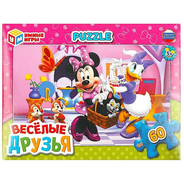 Пазл Весёлые друзья 60 деталей 190х141х35мм Умные игры 24шт