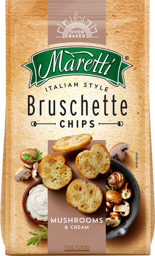 

Сухарики Maretti Bruschette chips Mushrooms&cream пшеничные 70 г