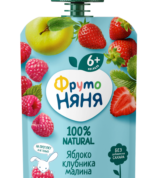 Десерт Фрутоняня ябл клубн малина 90г пауч ДП