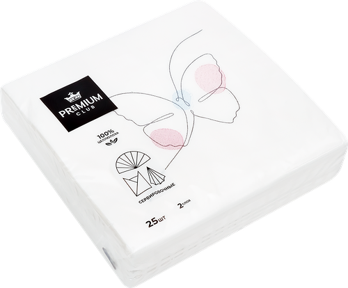 Салфетки бумажные Premium Club 2 слоя с рисунком, 33х33 см, 25 шт.