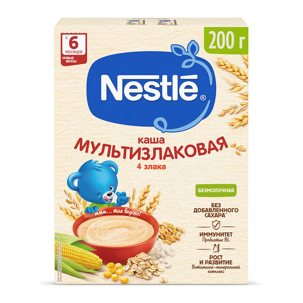 Каша безмолочная сух Nestle мультизлаковая с биф/бак обог вит и минер вес 200г ДП старше 6 мес Nestle