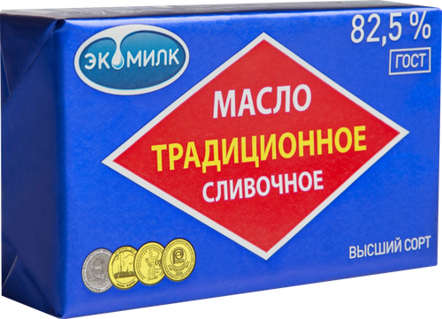 

Масло сливочное Экомилк Традиционное 82.5% 180 г