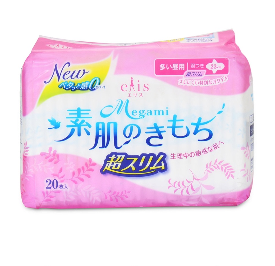 

Женские гигиенические прокладки "Elis" "Suhada-No-Kimochi Extra thin" дневные, длина 23 см, 20 шт Япония