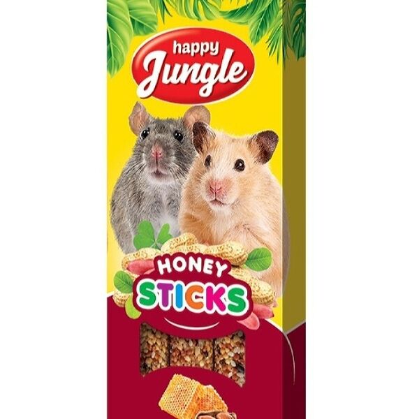 Палочки для мелких грызунов Happy Jungle орехи и мед 3 шт