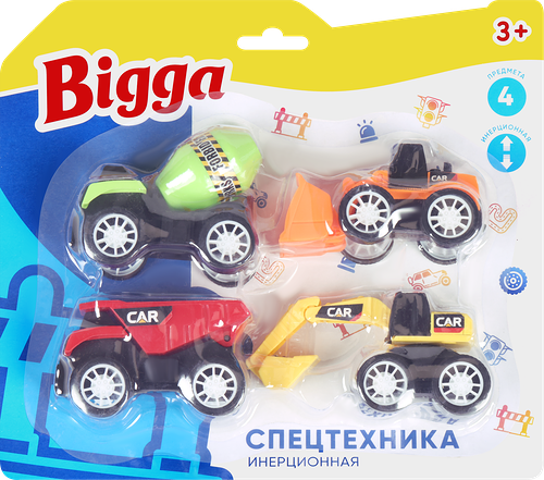 Набор игровой BIGGA Спецтехника, инерционный, 4 предмета