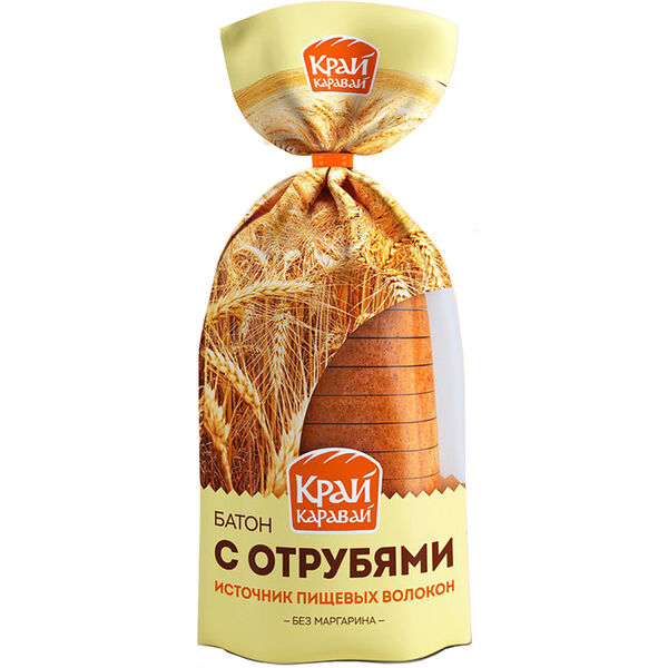 Батон Край Каравай с отрубями в нарезке