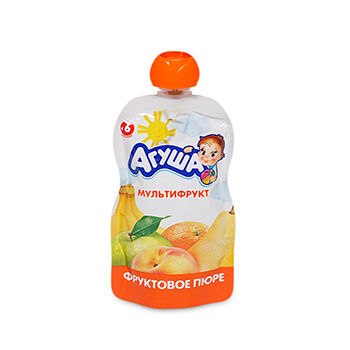 Детское фруктовое пюре Агуша Мультифрукт, с 6 месяцев, 90г