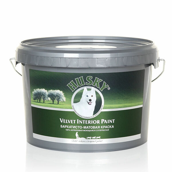 Краска интерьерная моющаяся бархатная Husky Velvet Interior Paint для всех типов помещений, 2.5 л, база А, гл.матовая