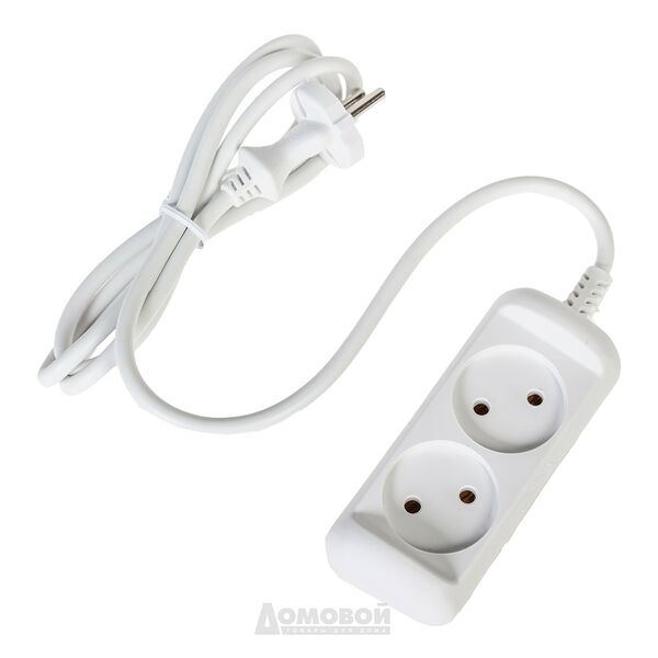 Удлинитель ЭРА, 2 гнезда, без заземления, 1,5 м