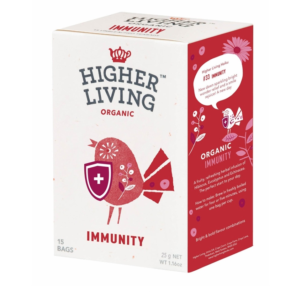 

Чай травяной пакетированный Higher Living Immunity для поддержания иммунитета Eswaran Brothers 15 пакетиков, Шри-Ланка