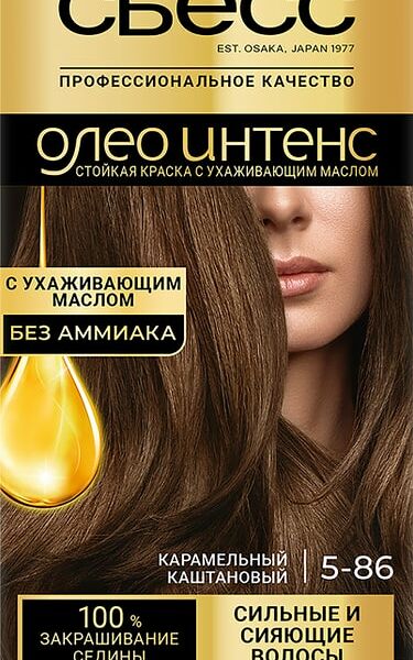 Крем-краска для волос Сьесс Олео Интенс без аммиака 5-86  Карамельный каштановый 115мл