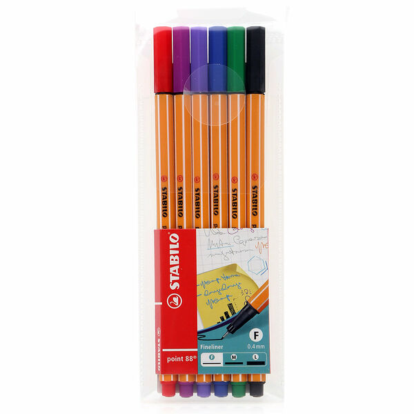 Набор ручек капиллярных Point (Пойнт) 6 цветов ТМ Stabilo (Стабило)