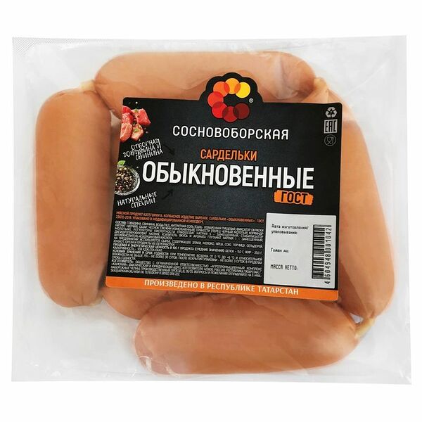 Сардельки Сосновоборская Обыкновенные 600г