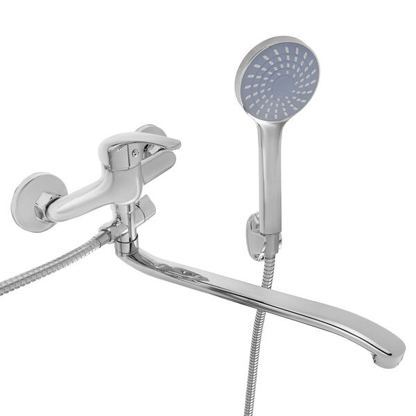 Союзкран смеситель для ванны с душем, плоский излив 35см, кер. картридж 35мм, хром, цинк, sk09-i102