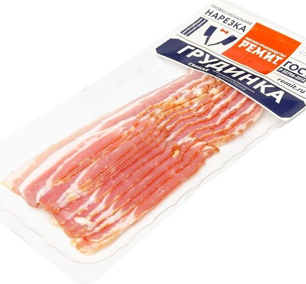 Грудинка свиная сырокопченая ТМ Ремит