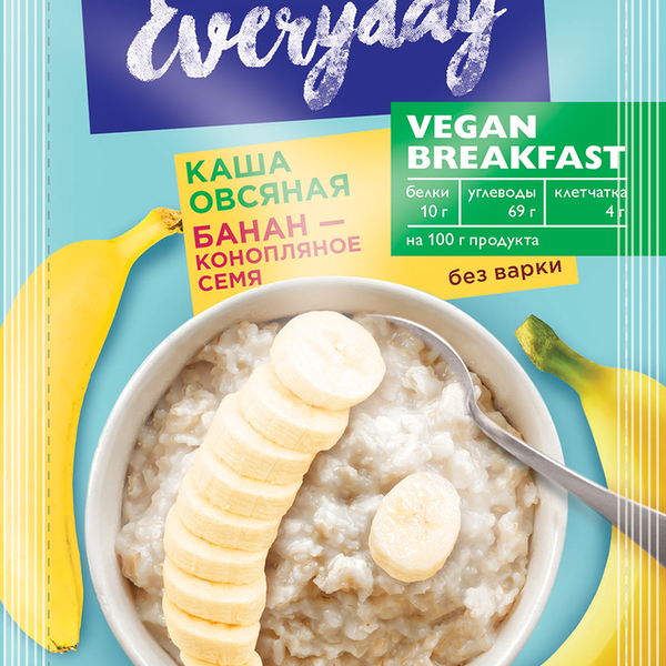 Каша овсяная EVERYDAY Vegan Breakfast Банан, конопляное семя
