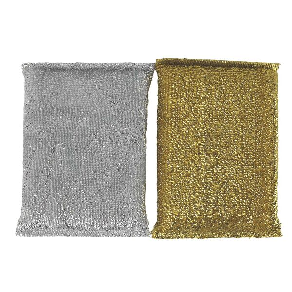 Губка для мытья посуды EuroHouse Eco, 2 шт, 11х7.5х2.5 см, поролон с металлической нитью