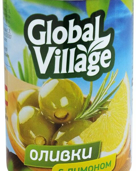 Оливки Global Village с лимоном, 300 г