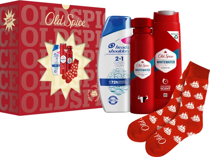 

Подарочный набор Old Spice WhiteWater Аэрозольный дезодорант 150мл + Гель для душа 250мл + Шампунь для волос Head&Shoulders Основной уход 2в1 200мл