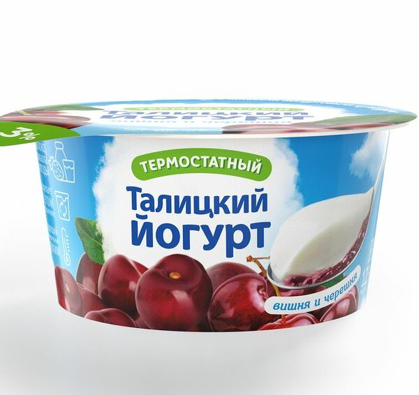 Йогурт термостатный Талицкий вишня-черешня, 3% 125 г