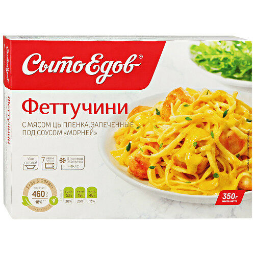 Феттучини Сытоедов с мясом цыплёнка запечённые под соусом Морней