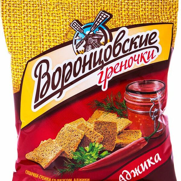 Сухарики-гренки Воронцовские ржаные со вкусом аджики, 60г