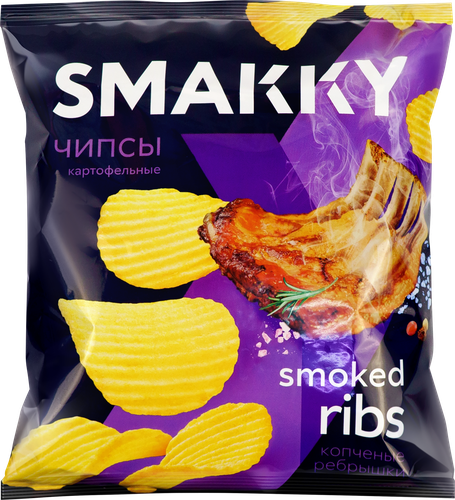 

Чипсы картофельные SMAKKY со вкусом копченых ребрышек барбекю 90 г