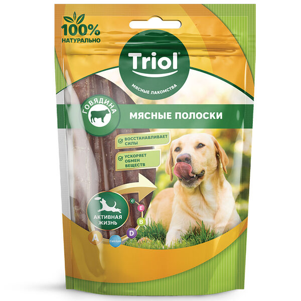 Лакомства Triol Мясные полоски из говядины для собак 70 г