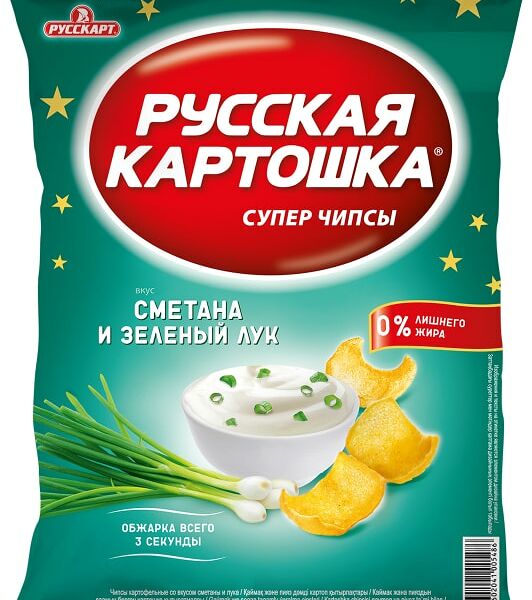 Чипсы Русская картошка Сметана и зеленый лук 80г