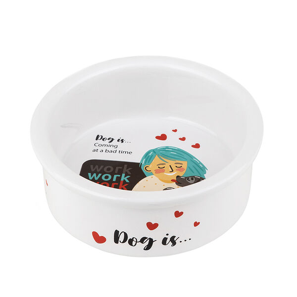 Миска для кошек с рисунком Кошка 200мл 11см белая керамика