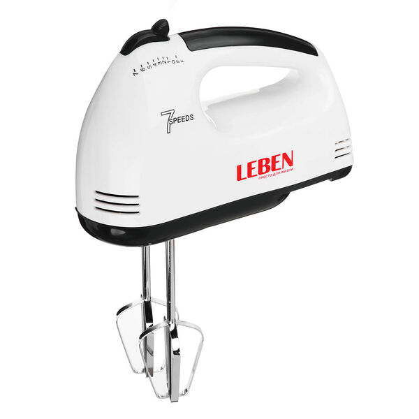 Leben миксер ручной, 100вт, 7 скоростей, 2 пары насадок из нерж.стали, корпус пластик