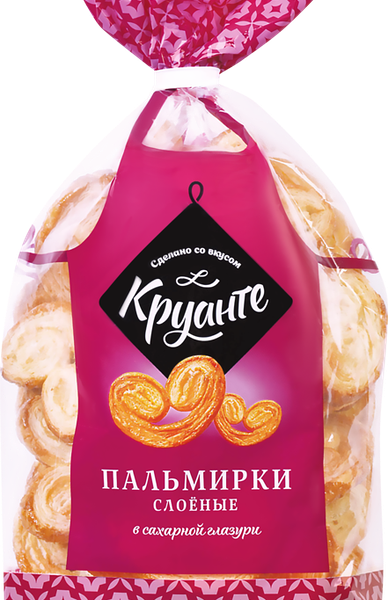 Печенье слоеное Круанте Пальмирки в сахарной глазури
